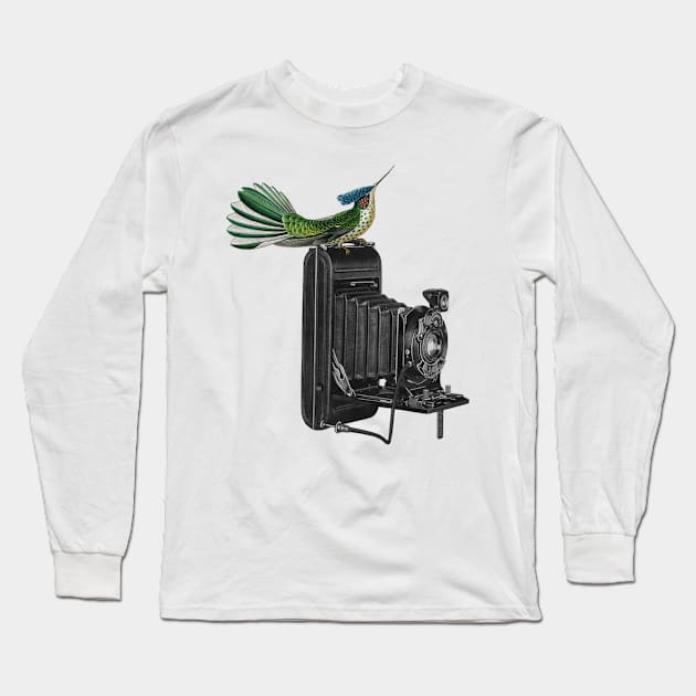 retro potrait and the bird Long Sleeve T-Shirt by ysmnlettering